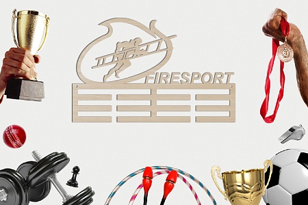 Медальница спортивная "Firesport" / медаллер / держатель для наград / фанера 3 мм / 50 х 32 см / ECO ТОВАР