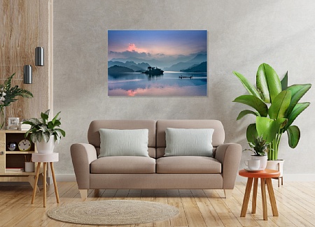 Картина на стену "Туман в горах" / картина на холсте интерьерная / пано 60 х 40 см