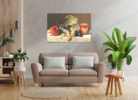 Картина на стену Эмили Прейер Натюрморт с фруктами / картина на холсте интерьерная / пано 60 х 40 см
