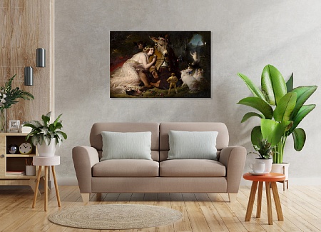 Картина на стену Эдвин Генри Ландсир Сон в летнюю ночь / картина на холсте интерьерная / пано 60 х 40 см