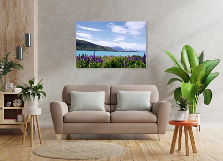 Картина на стену "Долина люпинов" на холсте интерьерная / пано 60 х 40 см