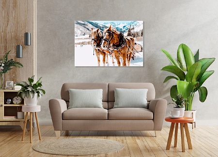 Картина на стену "Лошадиная упряжь" на холсте интерьерная / пано 60 х 40 см