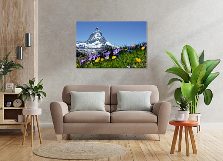 Картина на стену "Альпы" на холсте интерьерная / пано 60 х 40 см