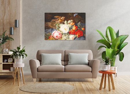 Картина на стену "Букет цветов" на холсте интерьерная / пано 60 х 40 см