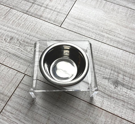 Подставка с металлической миской из нержавеющей стали / для кошек и собак / 0,18 л