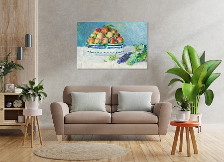 Картина на стену "Натюрморт с персиками" на холсте интерьерная / пано 60 х 40 см