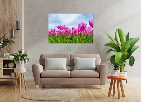 Картина на стену "Тюльпаны" на холсте интерьерная / пано 60 х 40 см