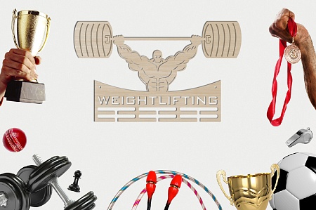 Медальница спортивная "Weightlifting" / 50 х 30 х 0,6 см / ECO ТОВАР