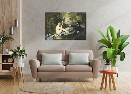 Картина на стену Эдуард Мане Завтрак на траве / картина на холсте интерьерная / пано 60 х 40 см