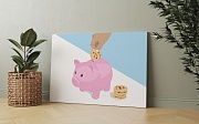 Картина на стену свинья-копилка / картина на холсте интерьерная / пано 60 х 40 см