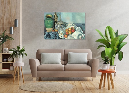 Картина на стену - Натюрморт с горшочком имбиря и сладкими яблоками / картина на холсте интерьерная / пано 60 х 40 см