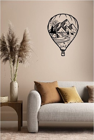 Панно настенное из дерева "Воздушный шар" 45х33см / декор для дома